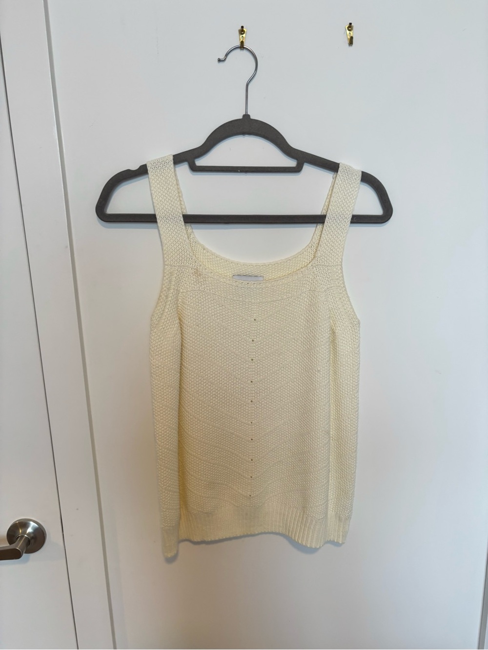 FRNCH Cream Sweater Tank with Textured Knit